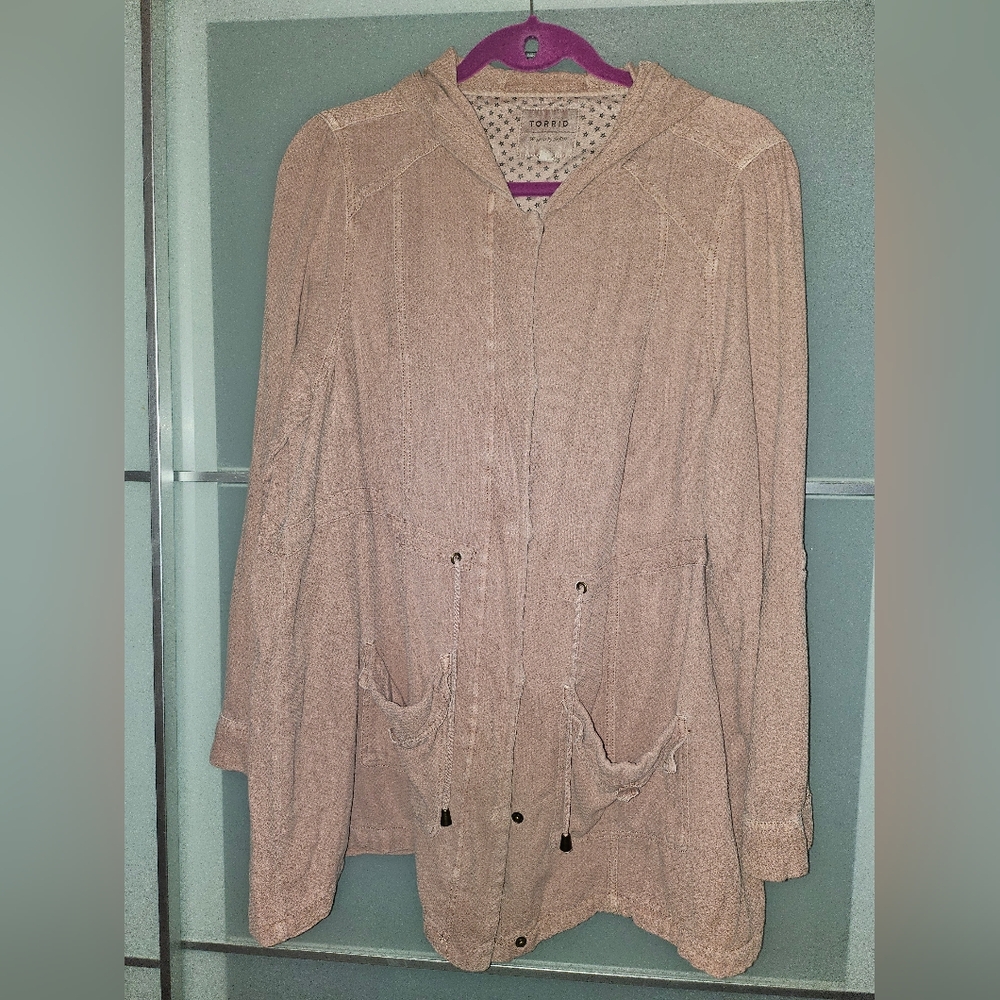 Torrid Blush Pink 100% cotton anorak jacket Size 00